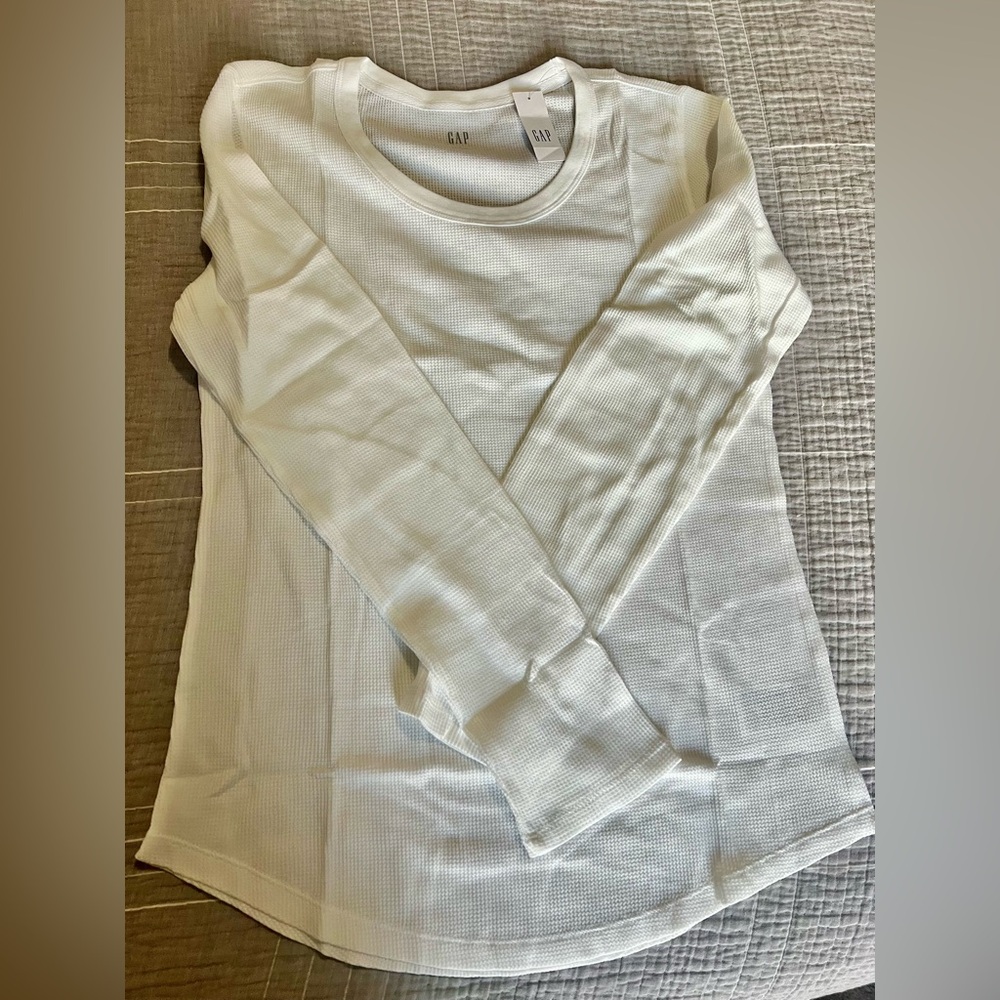 GAP Ivory Waffle Knit Long Sleeve Shirt new with tag